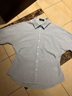 Cider Light Blue and White Striped Casual Button-Down Shirt
